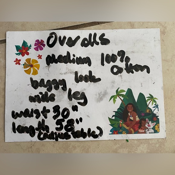 NWOT Denim Bib Denim Overalls Barrel Wide Leg Baggy Adjustable Straps Medium - Picture 8 of 8